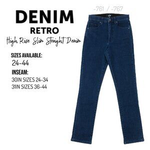 NEW Tags LuLaRoe NWT High Rise Slim Straight Leg Denim Blue Dark Wash 28 Womens